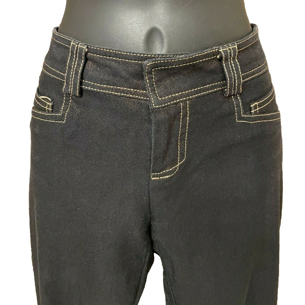 Cache Womens Top Stitched Low Rise Flare Leg Denim Jeans Size 0 Black Cotton - Picture 3 of 13